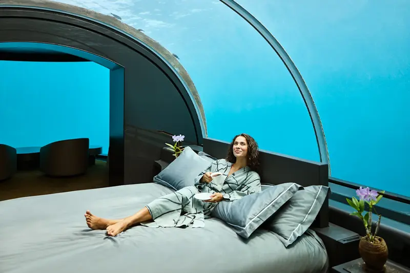 This luxury residence offers a main bedroom 16 feet below sea level. Photo courtesy hilton.com