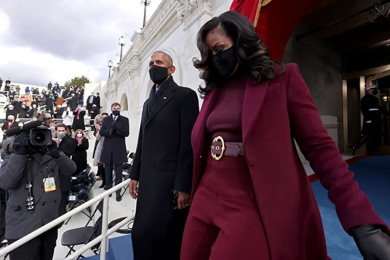 Former President Barack Obama and former first lady Michelle Obama arrive to attend the 59th Presidential Inauguration at the U.S. Capitol in Washington, Jan. 20, 2021, as Joe Biden was sworn in as the 46th president of the U.S. and Kamala Harris became the first woman vice president. (Jonathan Ernst/Pool Photo via AP, File)
