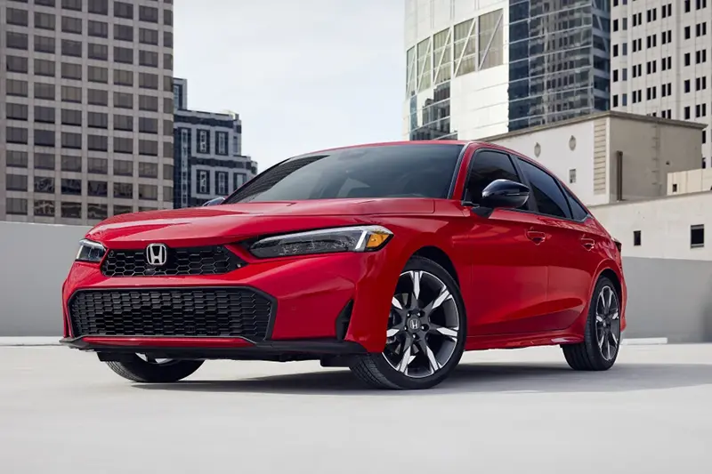 This photo provided by Honda shows the 2026 Civic sedan, an affordable and highly rated compact car. (Courtesy of American Honda Motor Co. via AP)