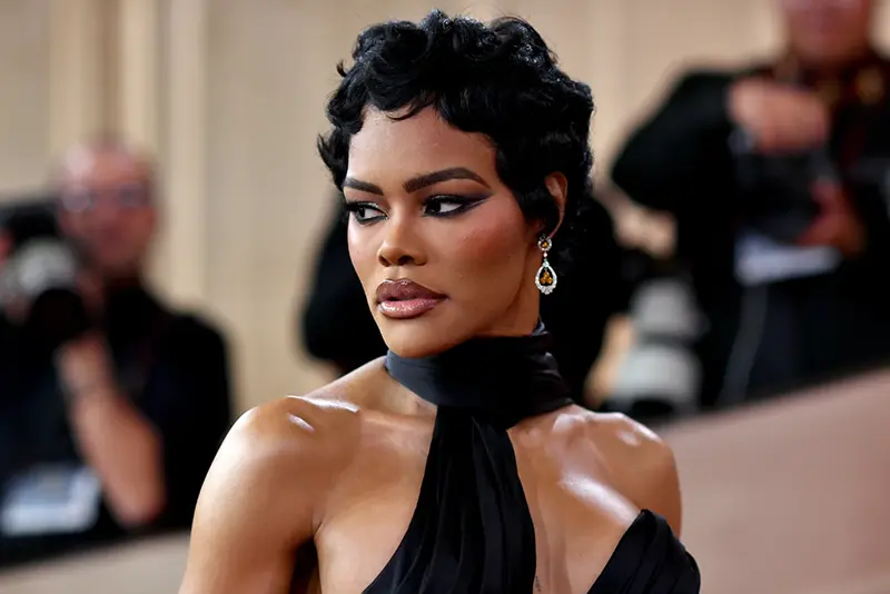Teyana Taylor arrives at the 83rd Golden Globes on Sunday, Jan. 11, 2026, at the Beverly Hilton in Beverly Hills, Calif. (Photo by Richard Shotwell/Invision/AP)