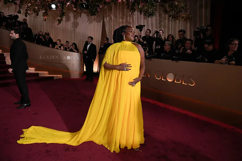 Wunmi Mosaku arrives at the 83rd Golden Globes on Sunday, Jan. 11, 2026, at the Beverly Hilton in Beverly Hills, Calif. (Photo by Jordan Strauss/Invision/AP)