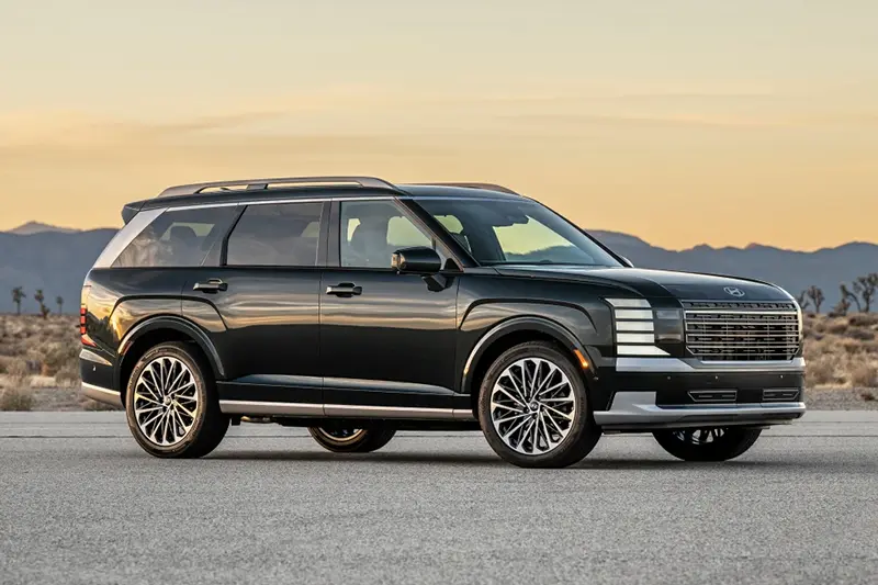 This photo provided by Hyundai shows the new 2026 Palisade, an affordable three-row SUV with a surprisingly upscale look inside and out. (Drew Phillips/Hyundai Motor America via AP)