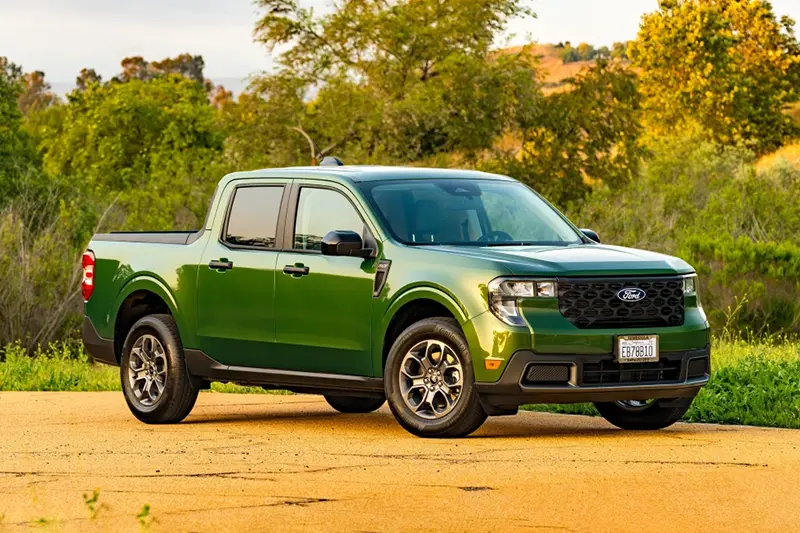 This photo provided by Ford shows the 2026 Maverick pickup. With its compact size, easy-to-use bed and standard hybrid powertrain, the Maverick provides enough functionality that most people will ever need. (Courtesy of Edmunds via AP)
