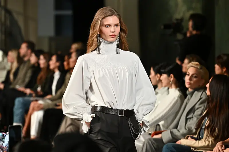 A model walks the runway during the Ralph Lauren Fall/Winter 2026 fashion show as part of New York Fashion Week, Tuesday, Feb. 10, 2026, in New York. (Photo by Evan Agostini/Invision/AP)