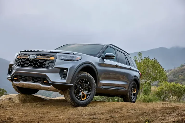 This photo provided by Ford shows the 2026 Explorer. Ford’s venerable three-row SUV is available in a new off-road-oriented Tremor trim this year. (Courtesy of Ford Motor Co. via AP)