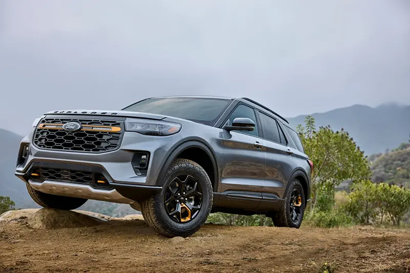 This photo provided by Ford shows the 2026 Explorer. Ford’s venerable three-row SUV is available in a new off-road-oriented Tremor trim this year. (Courtesy of Ford Motor Co. via AP)