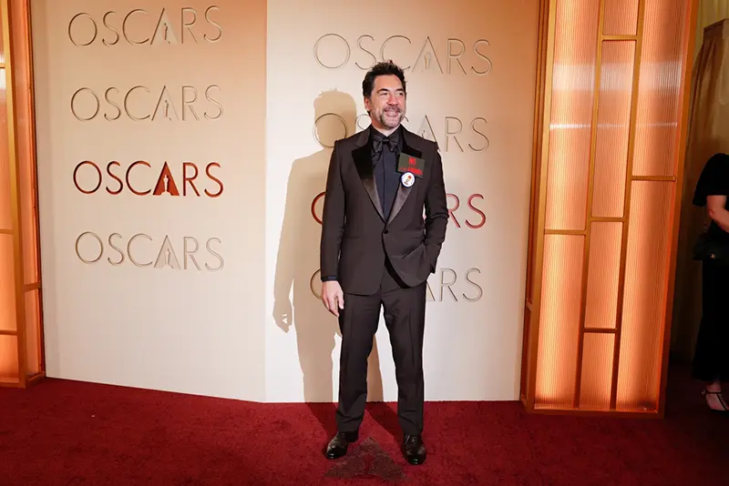 Javier Bardem arrives at the Oscars on Sunday, March 15, 2026, at the Dolby Theatre in Los Angeles. (Photo by Jordan Strauss/Invision/AP)