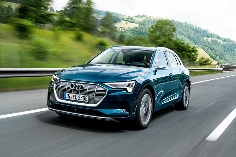 This photo provided by Audi shows the 2022 E-tron. A used E-tron isn’t the largest SUV around, but it has a premium look and feel that other non-luxury EVs can’t match. (Courtesy of Audi AG via AP)
