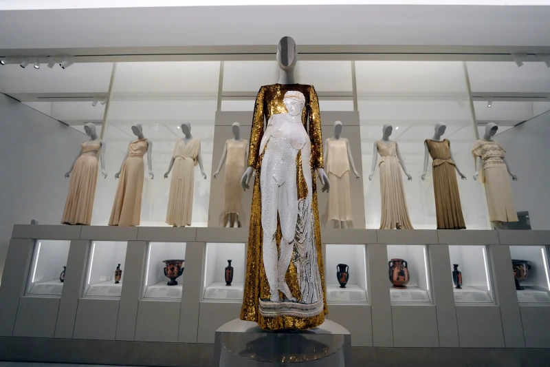 A design by Dolce & Gabbana in the “Classical Body” section is displayed in the exhibition, “Costume Art.” (Photo by Charles Sykes/Invision/AP)