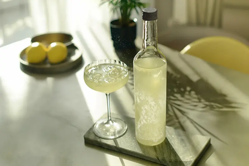 This image released by Voracious shows an Amalfi lemon margarita, a recipe from “Freezer Door Cocktails: 75 Cocktails That Are Ready When You Are” by J. M. Hirsch. (Yuliya Razukevichus/Voracious via AP)