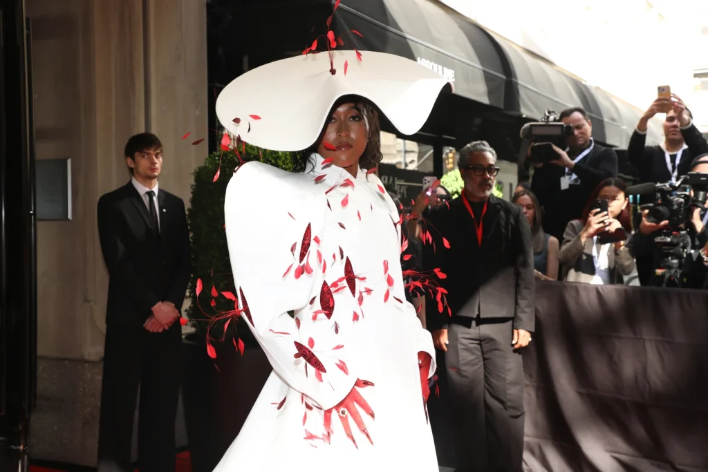 Naomi Osaka departs The Mark Hotel prior to attending The Metropolitan Museum of Art’s Costume Institute benefit gala celebrating the opening of the “Costume Art” exhibition on Monday, May 4, 2026, in New York. (Photo by Andy Kropa/Invision/AP)