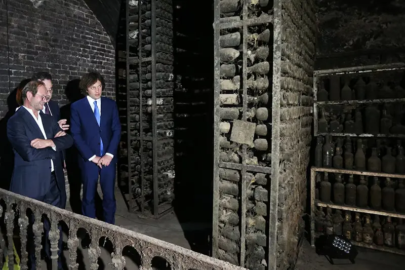 Georgia's Prime Minister Irakli Kobakhidze attends the opening ceremony of a wine cellar housing a collection of rarities from the 19th and 20th centuries, once owned by Soviet leader Joseph Stalin, in Tbilisi, Georgia May 28, 2026. REUTERS/Irakli Gedenidze