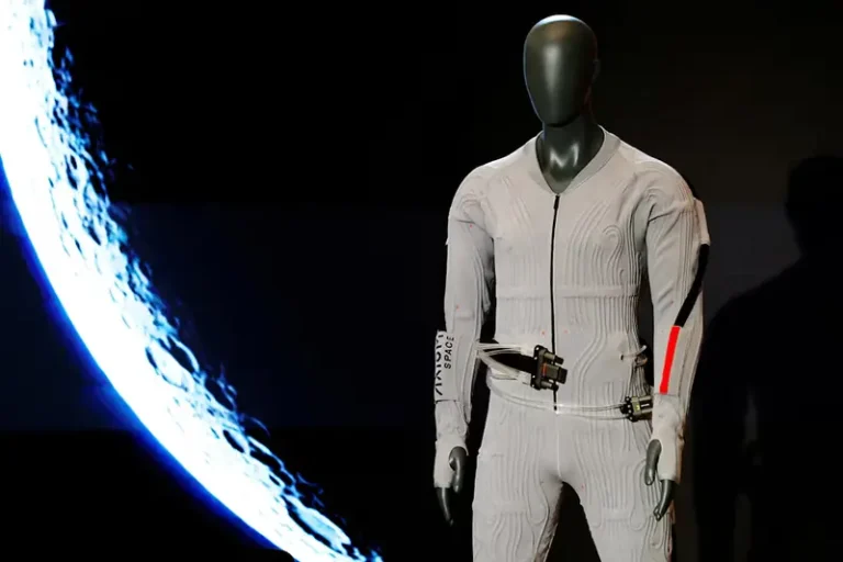 The inner-layer liquid cooling and ventilation garment designed by Prada and Axiom Space is unveiled at a press event in New York City, U.S., June 7, 2026. REUTERS/Heather Khalifa