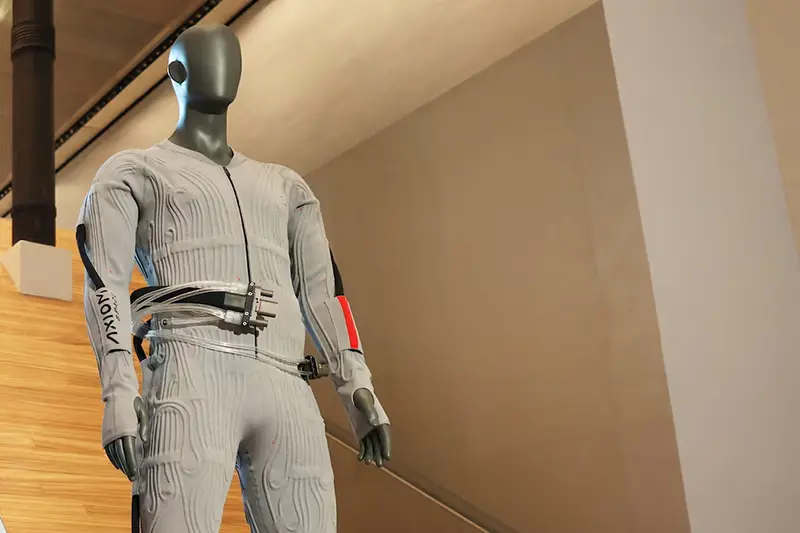 The inner-layer liquid cooling and ventilation garment designed by Prada and Axiom Space is unveiled at a press event in New York City, U.S., June 7, 2026. REUTERS/Heather Khalifa