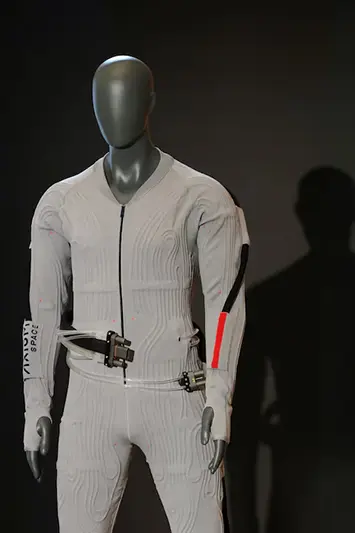 The inner-layer liquid cooling and ventilation garment designed by Prada and Axiom Space is unveiled at a press event in New York City, U.S., June 7, 2026. REUTERS/Heather Khalifa