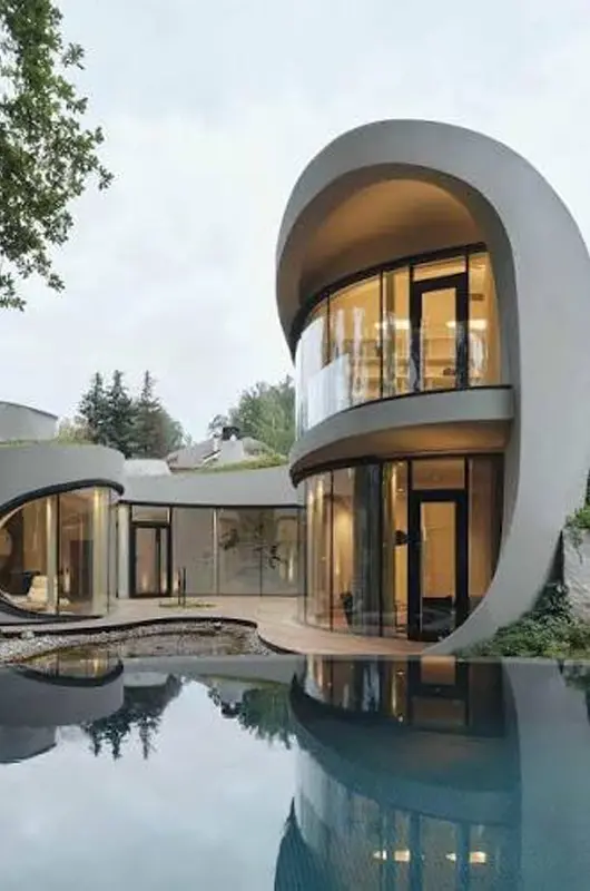 The Moscow-based architectural & Interior design firm Niko Architect completed ''House in the landscape'' an organic house located in Moscow region, Russia in 2019.