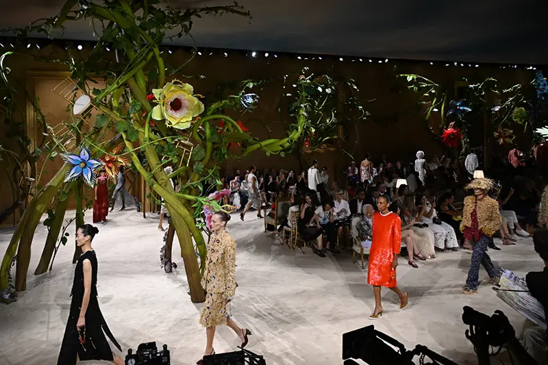 Models wear creations as part of the Chanel Haute Couture Fall/Winter 2026-2027 Women’s collection presented in Paris, Tuesday, July 7, 2026. (AP Photo/Emma Da Silva)