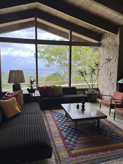 This image shows an interior view of the Liljestrand House in Honolulu, Hawaii, designed by architect Vladimir Ossipoff. (Kristina Linnea Garcia via AP)