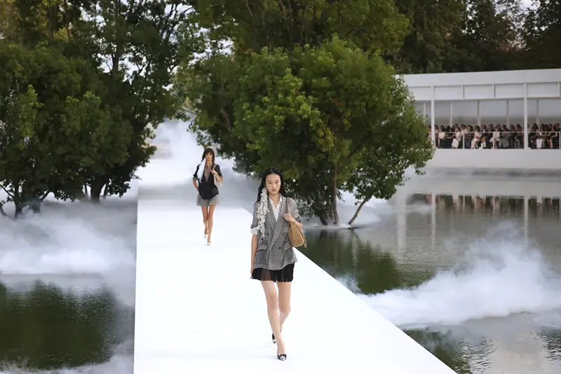 A model wears a creation as part of the Christian Dior Womenswear Spring Summer 2027 collection presented in Paris, France, Tuesday, Sept. 29, 2026. (AP Photo/Thomas Padilla)