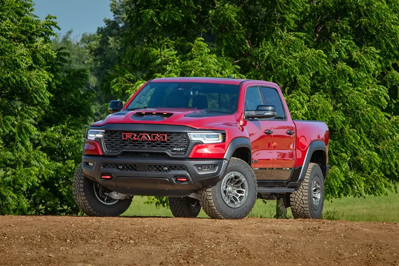 This photo provided by Ram shows the 2027 Ram 1500. The new Rumble Bee version is a street performance truck that can be outfitted with a 777-horsepower V8. (Courtesy of Stellantis via AP)