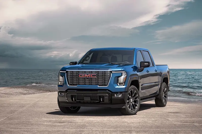 This photo provided by GMC shows the 2027 Sierra 1500. Redesigned for 2027, the Sierra 1500 features new V8 engines, a fresh interior and many technology upgrades. (Courtesy of General Motors via AP)