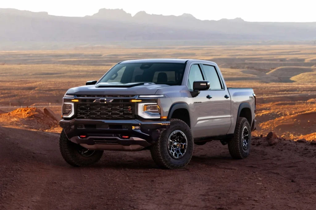 This photo provided by Chevrolet shows the 2027 Silverado. The Chevrolet Silverado 1500 gets a significant update for 2027, allowing it to better battle key rivals like the Ford F-150 and Ram 1500. (Courtesy of General Motors via AP)