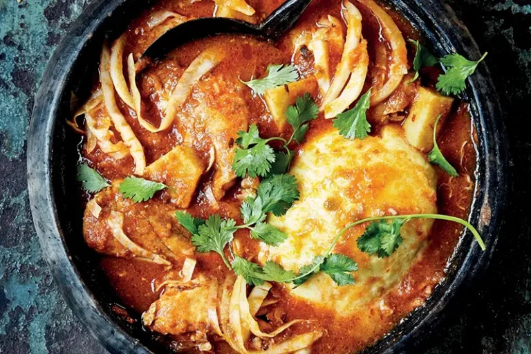 This image released by Voracious shows a recipe for nkrakra soup from the cookbook “Zoe’s Ghana Kitchen,” by Zoe Adjonyoh. (Nassima Rothacker/Voracious via AP)