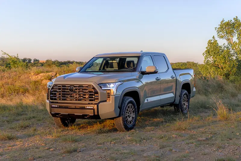 This photo provided by Toyota shows the 2027 Tundra. The 2027 Tundra comes in a new Trailhunter trim that adds all manner of off-road upgrades. (Courtesy of Toyota Motor Sales U.S.A. via AP)